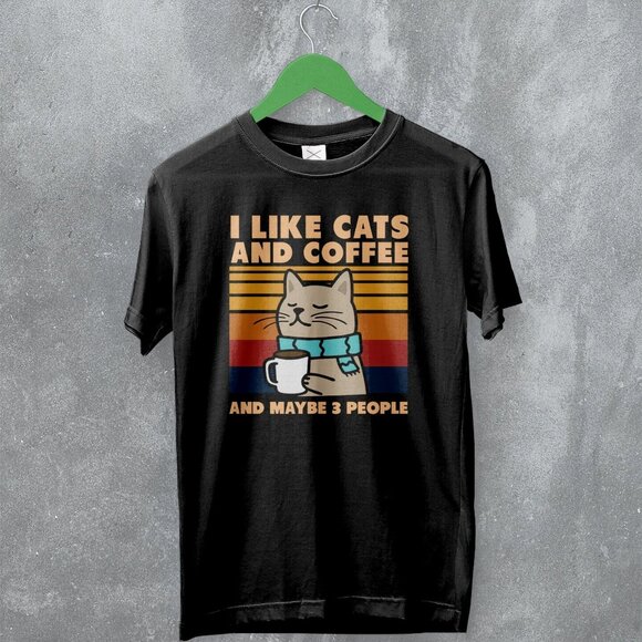 Michelle L Other - Cat Like Cats And Coffee Funny Animal Lover Introvert Humor Graphic T-Shirt 170